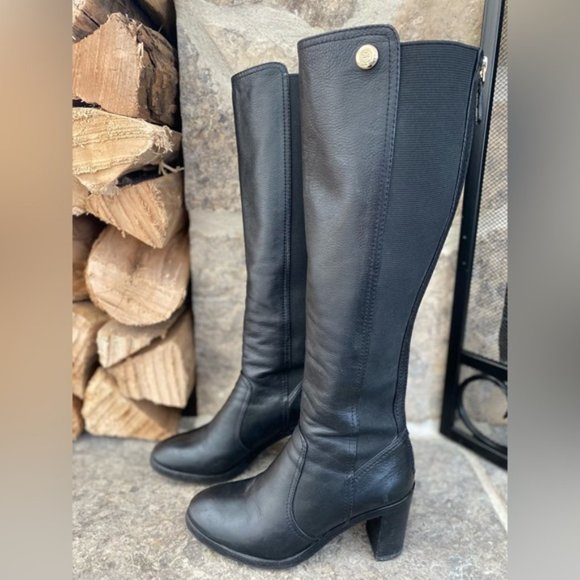 TORY BURCH Sullivan Knee High Black Leather Boots | Size 7 M | - Picture 15 of 15